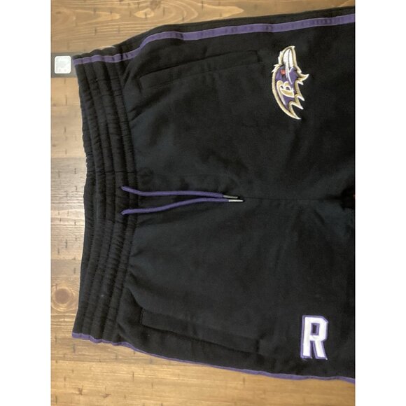 Baltimore Ravens Logo NFL Apparel Purple Stripe Black Mens Sweatpant Jogger Sz L - Picture 5 of 10